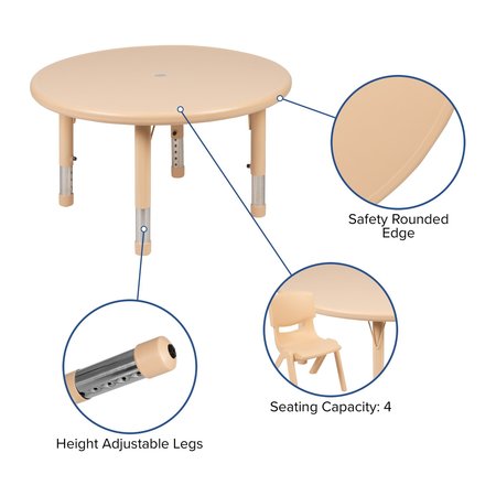 Flash Furniture Round 33 X 33 X 23.75, Plastic, Steel Top, Brown YU-YCX-0073-2-ROUND-TBL-NAT-E-GG